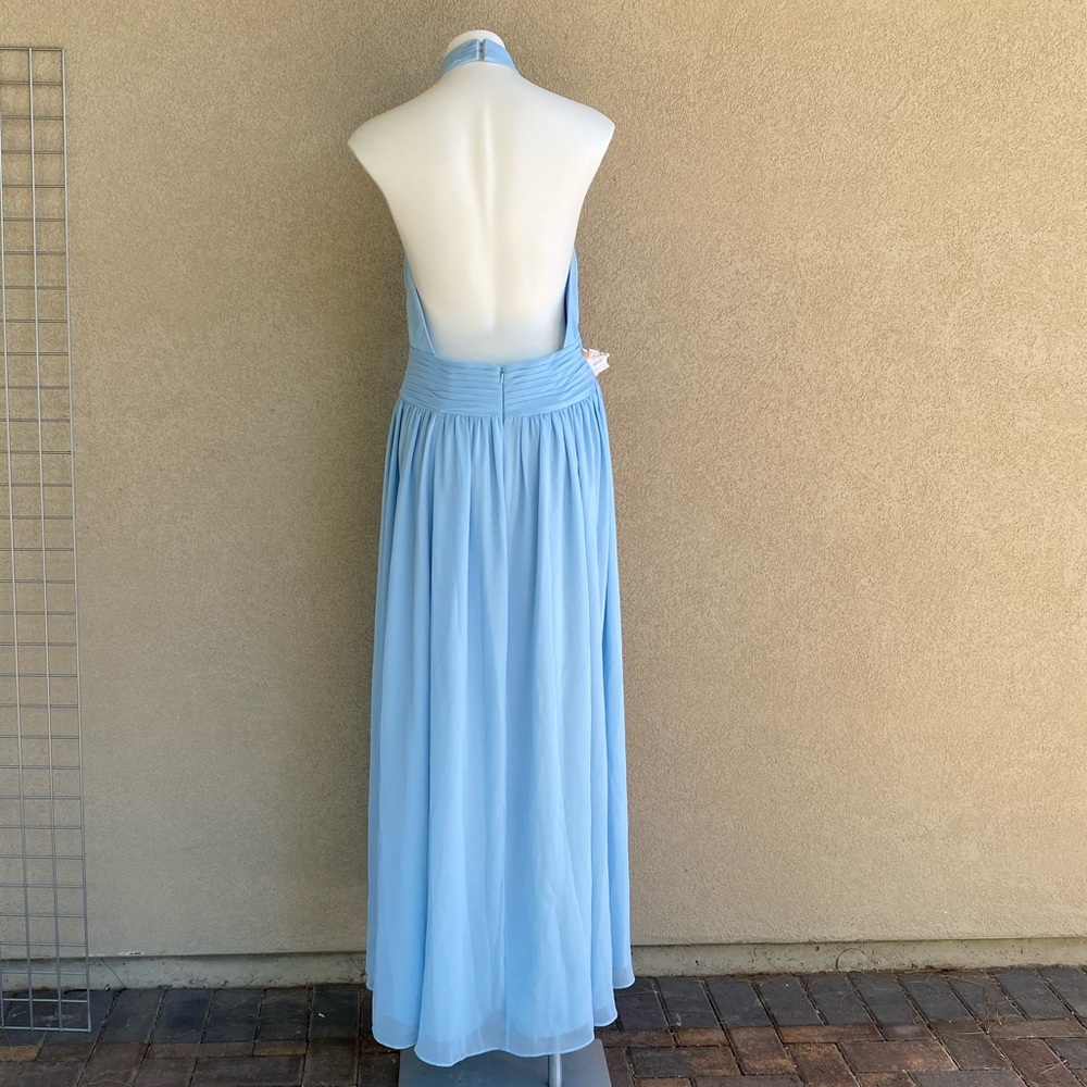 Blue Sky Deep V Neck Party Cocktail Gown Dress - Picture 8 of 8